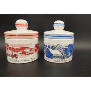 Harry and David Jam Jar Sugar Crock Farmhouse Vintage Set 2 Bear Creek Orchards